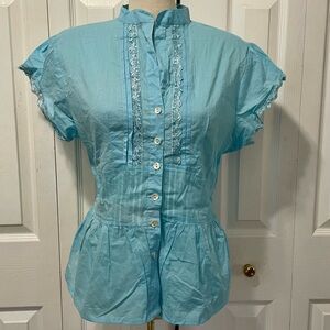 Kommotion NY Elegant Light Blue Button-Up Blouse size XL